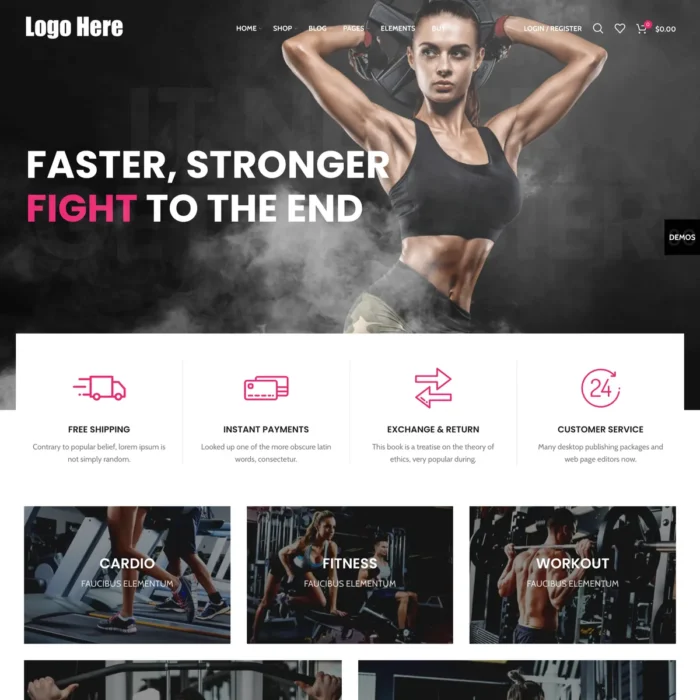 Fitness, Sports, Workout Training Website Design with Free 5GB VPS Web Hosting