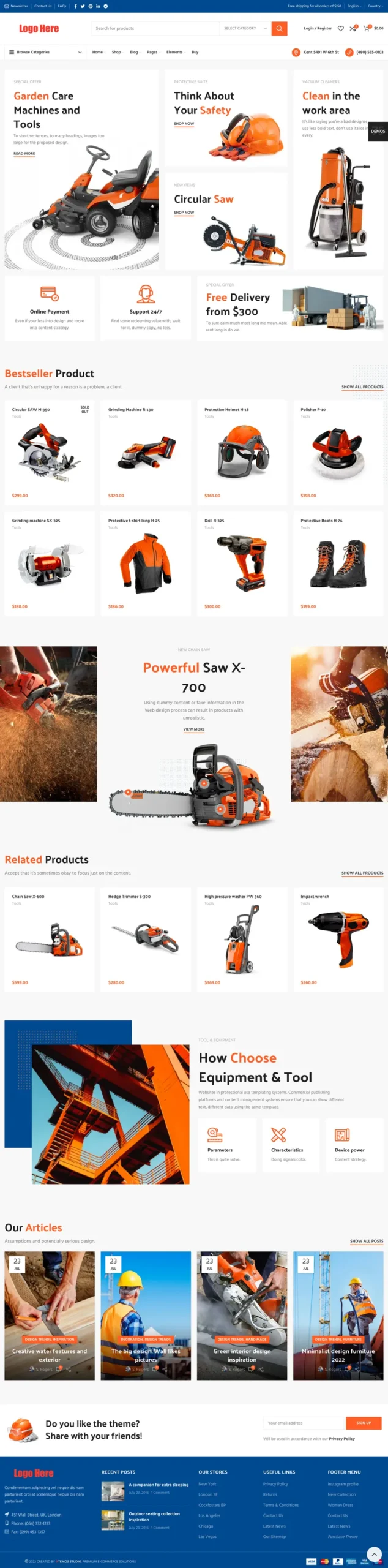 Safety Equipment Website Design Template