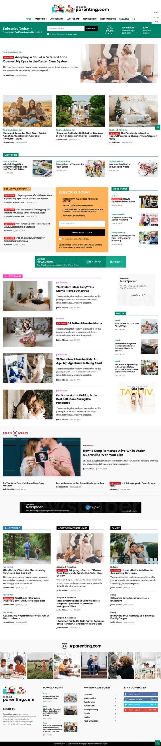 Parenting News Website Design with Free 5GB VPS Web Host