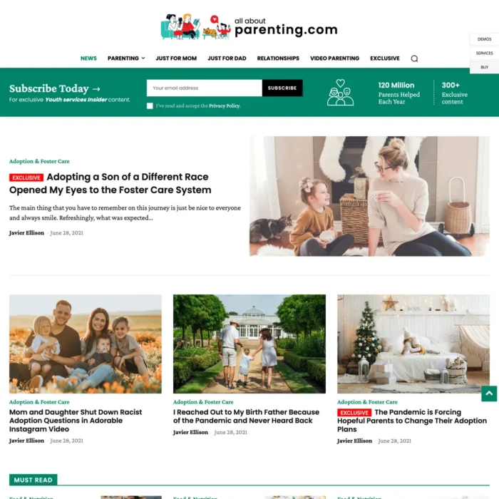 Parenting News Website Design with Free 5GB VPS Web Hosting