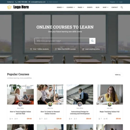 Training Center Website Design for Online Course with Free 5GB VPS Web Hosting