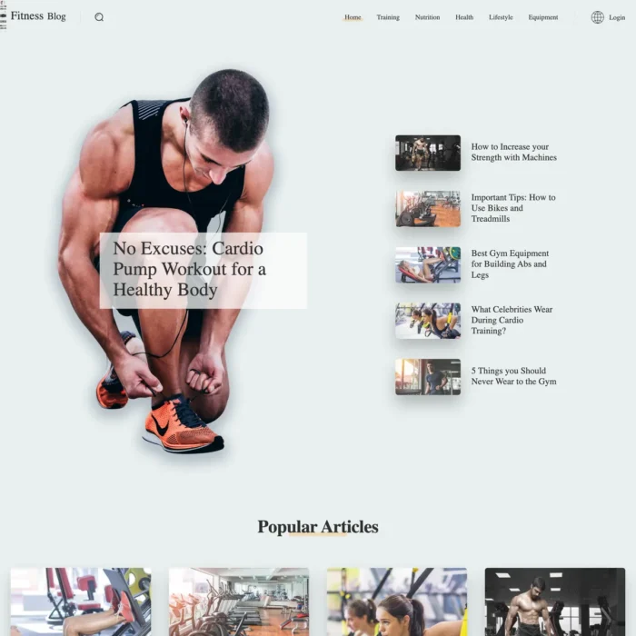 Fitness Blog Website Design with Free 5GB VPS Web Hosting