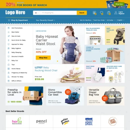 Kids eCommerce Website Design like Amazon with Free 5GB VPS Web Hosting