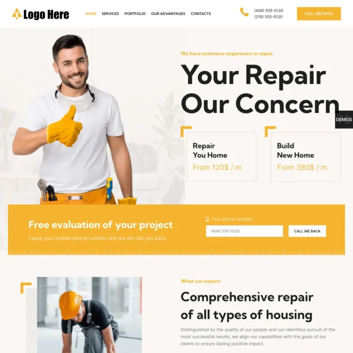 Repair Service Website Design with Free 5GB VPS Web Hosting