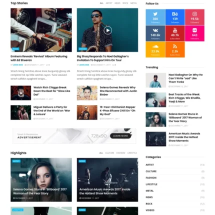 Music Magazine Website Design with Free VPS Web Hosting