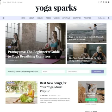 Yoga Blog Website Design with Free VPS Web Hosting