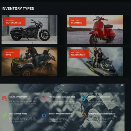 Motorcycles Dealers Website Design with Free VPS Web Hosting