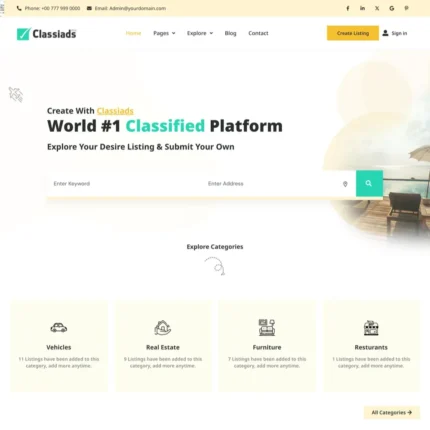 Classified Ads Website Design with Free VPS Web Hosting