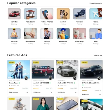 Classified Listing Website Design with Free VPS Web Hosting