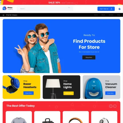 Mega Shop Website Design with Free VPS Web Hosting