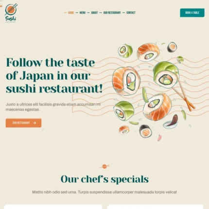Sushi Food Website Design with Free Web Hosting