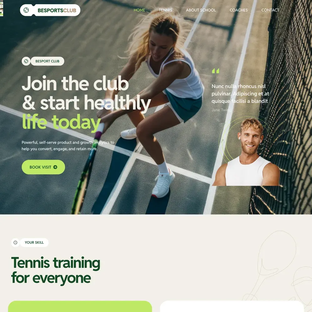 Tennis Club Website Design with Free Web Hosting (1) Tennis Club Website Design with Free Web Hosting
