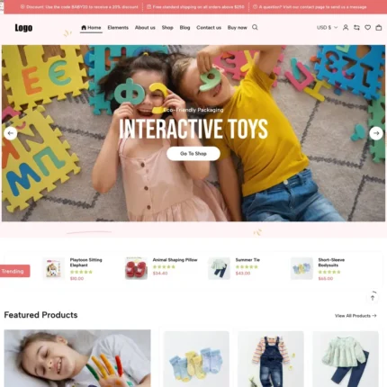 Kids Store Website Design with Free Web Hosting