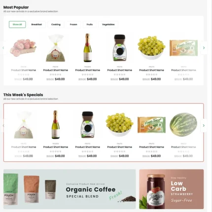 Food Market Website Design with Free VPS Web Hosting