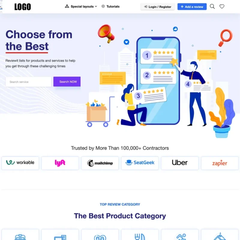 Review Listing Website Design with Free VPS Web Hosting