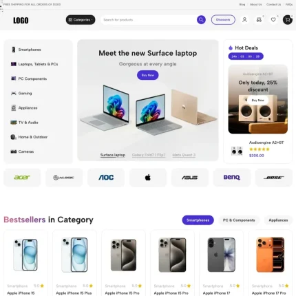 Electronics Outlet Website Design with Free VPS Web Hosting