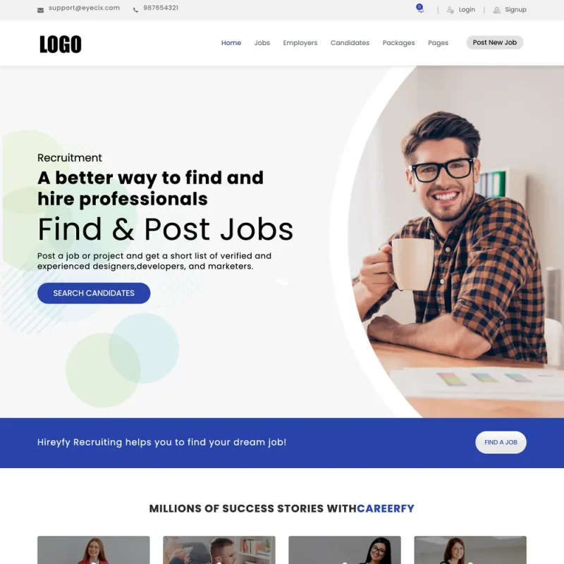 Hiring Platform Website Design with Free VPS Web Hosting