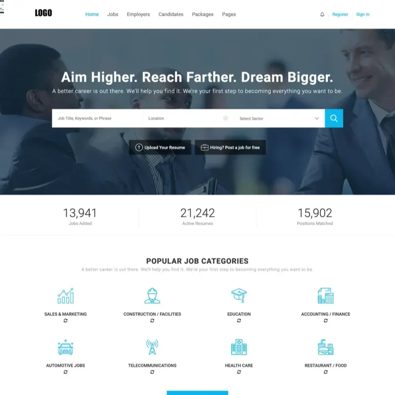 Job Portal Website Design with Free VPS Web Hosting