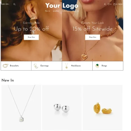 Fashion Jewelry Website Design with Free VPS Web Hosting