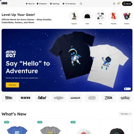 Merchandise Shop Website Design with Free VPS Web Hosting
